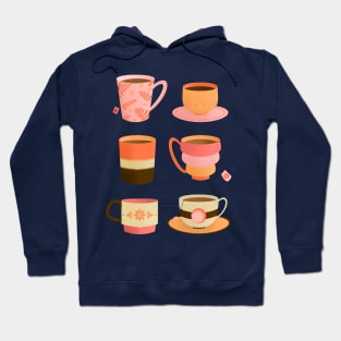 Orange and pink tea cups Hoodie